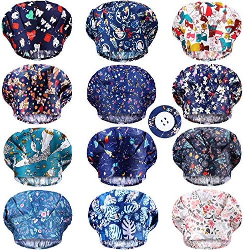 Geyoga 12 парчиња буфантни капачиња за жени прилагодливи врски со грб со копче и џемпери печатени капачиња за мажи жени