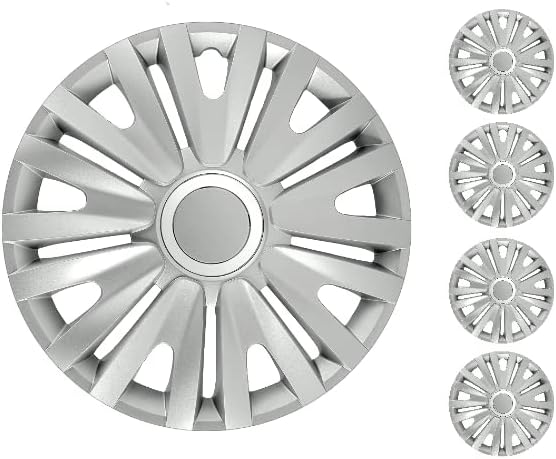 Копри сет од покривка од 4 тркала од 15 инчи сребрен Hubcap Snap-on Fit Mazda