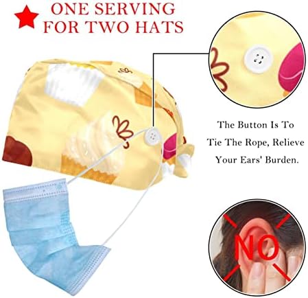 2 пакувања Работно капаче со копче и џемпери за жени со долга коса прилагодлива вратоврска на цреша цреша