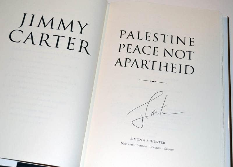 ПОТПИШАН Претседателот ЏИМИ КАРТЕР АВТОГРАМ КНИГА Палестинскиот Мир Не Апартхејдот нане состојба СО КОА