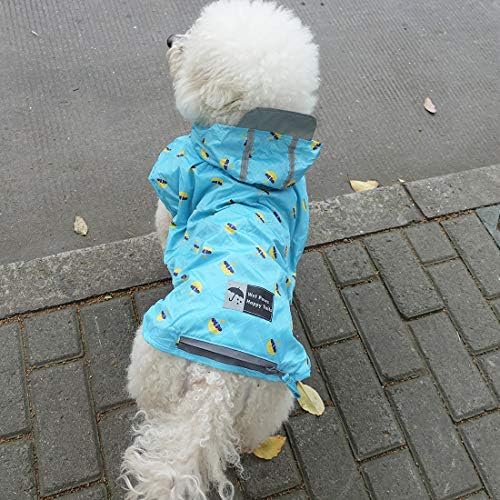 Kyeese Dogs Rain Poncho Водоотпорно рефлективно куче мантил со аспиратор за средни кучиња лесна пакувачка со поштенски џеб за кучиња