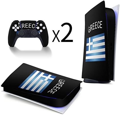 Грција Грчко Знаме Налепница За Кожа Капак ЗА Ps5 Налепници За Дигитално Издание ЗА PS5 Конзола И Контролер Отпорен На Гребење