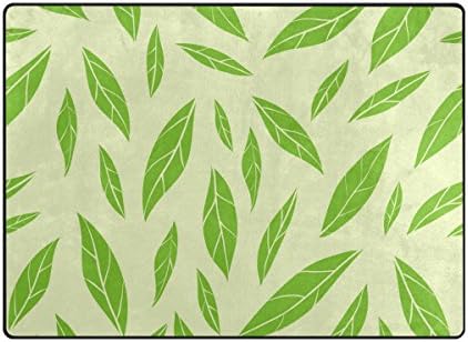 Colourlife лесен тепих душеци подрачје меки килими под мат килим украс за детска соба дневна соба 63 x 48 инчи зелен чај лисја