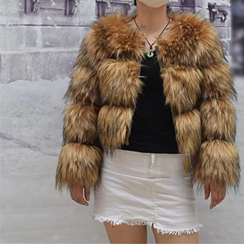 Женски јакни со крзнени палта зимски кратки топло дебело крзно палта елек ракун лажни палта од крзно
