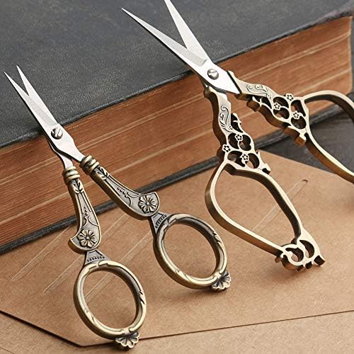 3 пара гроздобер европски стил прецизни ножици од не'рѓосувачки челик, бобин од метал и метален конец, целосни гроздобер алатки за шиење