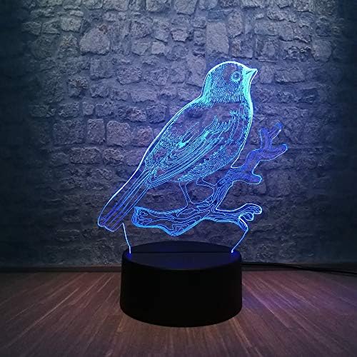 Jinnwell 3D Bird Night Light LAMP илузија ноќна светлина 7 боја Промена на допир прекинувач Табела за декорација на декорација