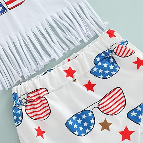 Бебе девојки момчиња 4 -ти јули облеки за ласкање со маичка+панталони со шорцеви со знаме+сет на облека за спомен -обележја