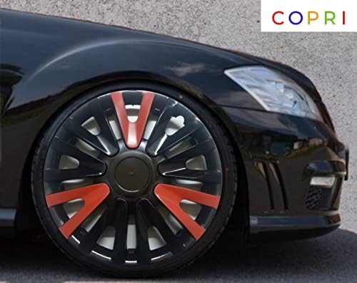 Копри сет од покривка од 4 тркала од 13 инчи црно-црвено-црвено-црвено-Hubcap Snap-on одговара на Volkswagen VW