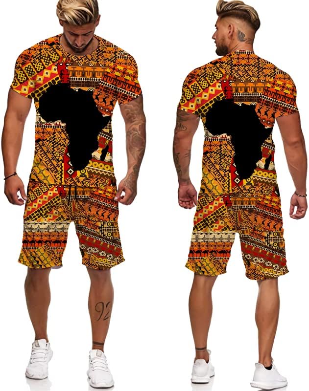 Африкански печати жени/машки маици поставува гроздобер машки тренерки/врвови/шорцеви спортски летен машки костум