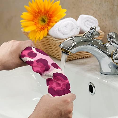 Розови леопард печати рачни крпи за лице за миење на телото меки меки мијалници со слатки печатени за кујна за кујна секојдневна употреба