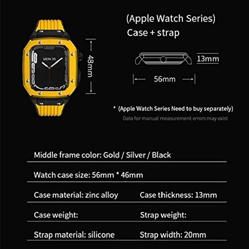 Saawee Легура Часовник Случај Ремен за Apple Гледајте Серија 8 7 6 5 4 SE 45mm 44mm 42mm Луксузни Метални Гумени Нерѓосувачки Челик