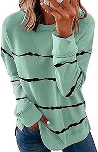 Женски долги ракави Туника на врвови со долги ракави за крпеница во боја блок лабава се вклопува во тунични врвови блузи облеки