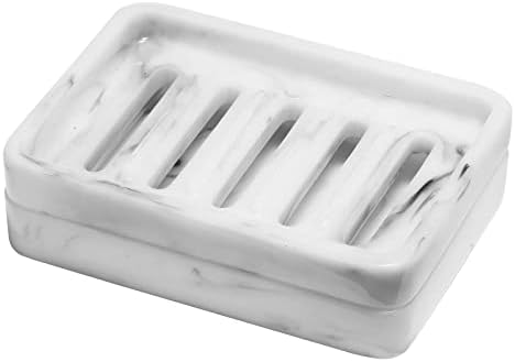 Сапун за сапун од смола Шинова, само-исцрпувачки држач за сапун сапун сад заштеда со табла за одвод, држач за сунѓер со двојно слој сапун