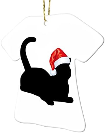 3 инчи мачка со украси на Дедо Мраз Божиќно маче санта мачка миленичиња силуета кошули украси за деца момчиња девојчиња кои висат украси за