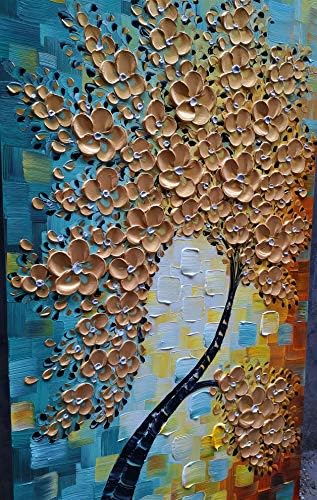 Yasheng Art- 3D Апстрактна уметност масло сликарство на платно текстура палета нож златни цвеќиња слики модерно платно wallидна уметност дома