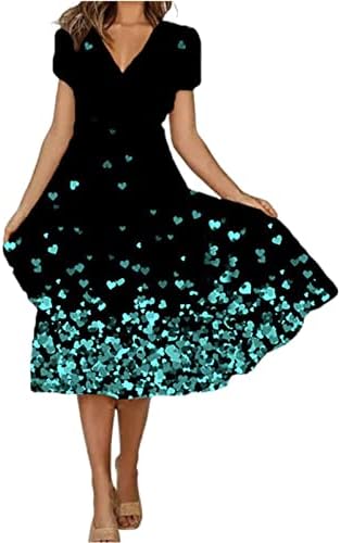 МИЈАШУИ В Врат Макси Фустан Женски Персонализиран Цветен Принт В Врат Моден Фустан Со Кратки Ракави Летни Фустани