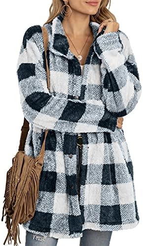 Паб -паб пад есен за жени трендовски долги ракави лапел полиестерска јакна лесна копче за вклопување карирани палта
