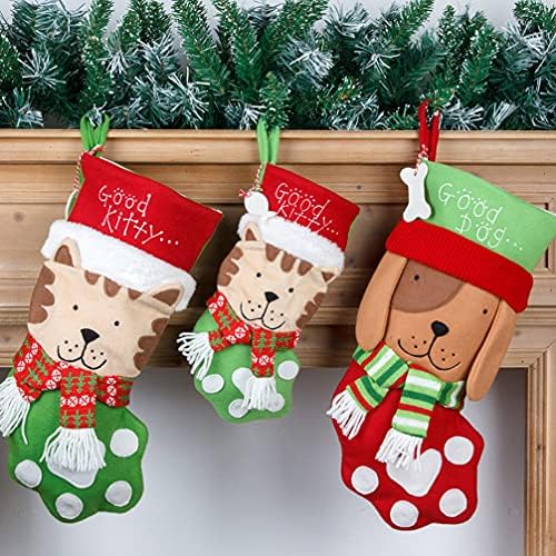 Toyandona порибување на лекови Божиќни чорапи кучиња канџи бонбони чорапи Божиќни камини висечки чорапи Божиќно дрво за приврзоци