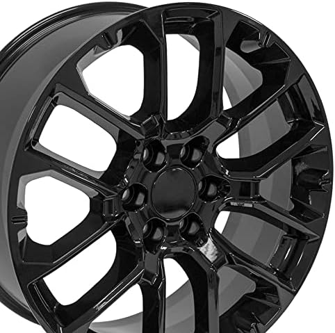 OE Wheels LLC 22 инчи одговара на Silverado Tahoe Sierra Yukon Cadillac Escalade CV67 22x9 Gloss Black Rim