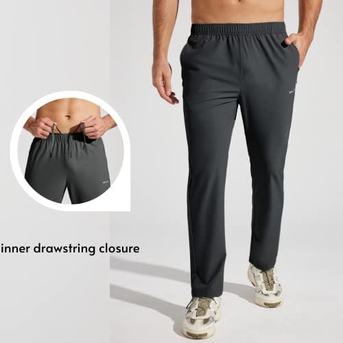 Панталони за водење на мажите со џебови со патенти отворено дно Брзо суво лесна панталона панталони Атлетски тренингот