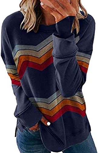 Маичка за џемпери за жени лабава вклопени врвови со цветни печатени кошули облека мека удобна маица влечења трендовски врвови на туника