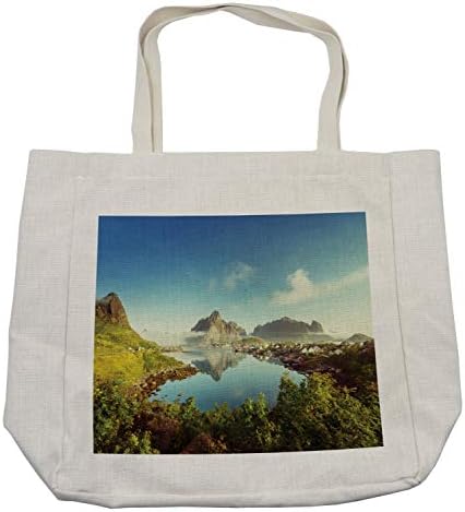 Европска торба за купување на Амбесон, Рејн Крик во Норвешка во еден сончев есенски ден, мирна мировна слика за одмор, еколошка торба