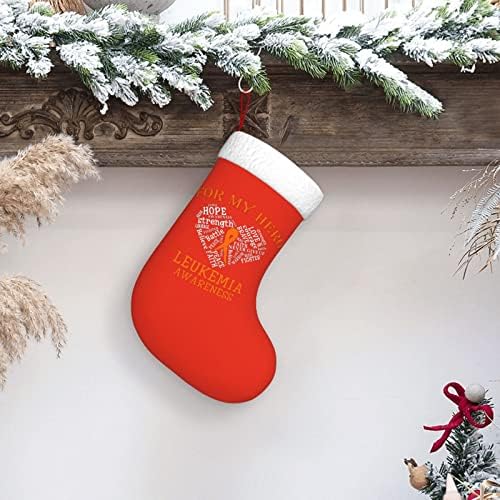 Јујуј леукемија-свесност Божиќна порибна декорација на одмор камин виси чорап 18 инчи чорапи