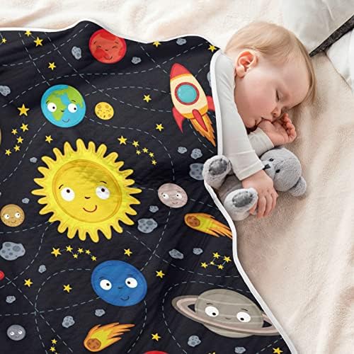 Keeptereal симпатична надворешна просторија галаксија планета бебешки ќебиња за девојчиња момчиња бебе бебе дете, мека бебе ватенка кадифен