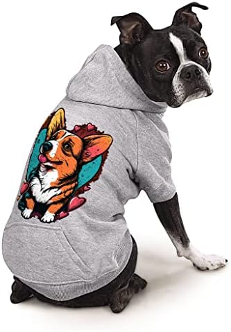 Корги Дизајн кучиња Худи со џеб - палто за печатење кучиња - смешна облека за кучиња - црна, 2xl