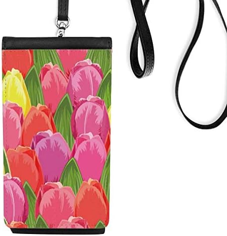 Акварел цветни лалиња Телефонска чанта чанта што виси мобилна торбичка црн џеб