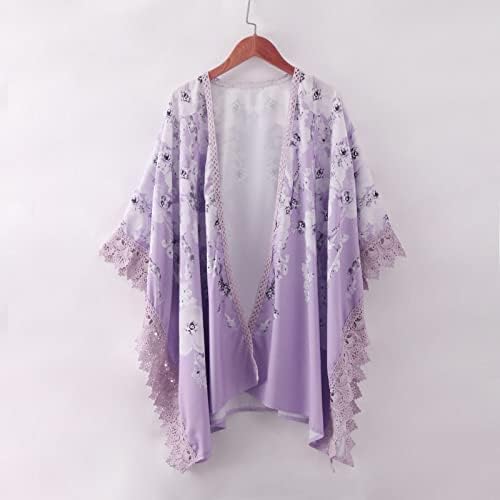 Кардигани за женски лесни цветни кошули палто модни модни ракави за патеки шал кимоно плажа блуза блуза врвови