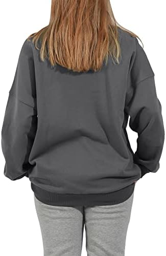 Utcoco женски преголеми џемпери графички графички екипаж на долги ракави лабави вклопени обични врвови на пулвер