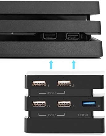 USB 3.0 / 2.0 адаптер со голема брзина, 5 порт USB Hub Expansion Hub Controller Адаптер за конзола за про -игри
