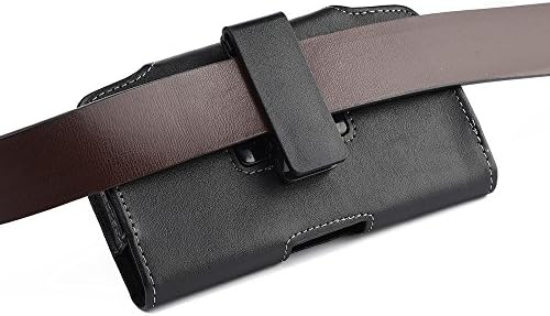 LG G7 / G6 / K30 / V30~ Премиум Премиум Црн Кожен Ракав Торбичка За Носење Торбичка За Вртлив Ремен Футрола Со Крпа За Чистење На Екранот
