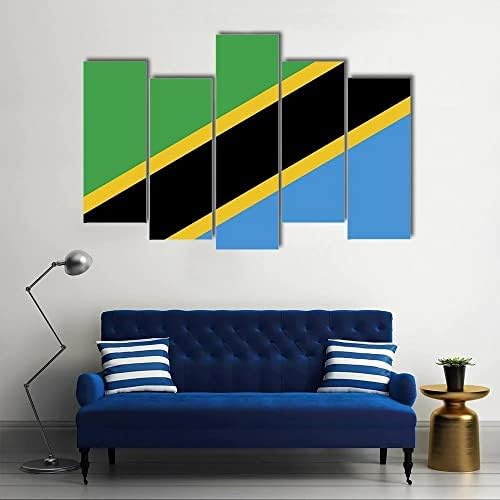 Ерго плус Танзанија знаме wallидна уметност Зачудувачка истегната сликарска слика подготвена да виси за домашен декор - совршено