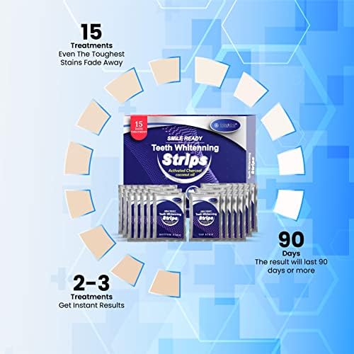 Ленти за белење на забите - Не -чувствителна формула - 15 сесии за белење - Безбедно за емајл 30 ​​ленти за белење без пероксид - Белење