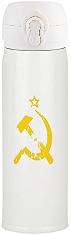 Руско советско знаме чекан и срп не'рѓосувачки челик изолирана вода шише кафе чаша чаша чаша чаша за пешачење со спортски велосипедизам