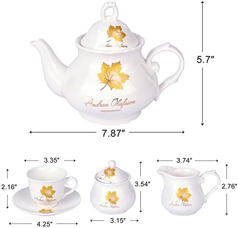 Сет на чај: 15-парчиња керамички кафе чај за чај и чинија со чинија од 6 лица чајник сад од млеко тенџере со млеко
