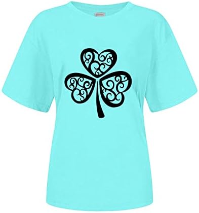 Среќна маица на Свети Пети ирски врвови 2023 Краток ракав целокупна маица околу вратот на вратот атлетски жени празници