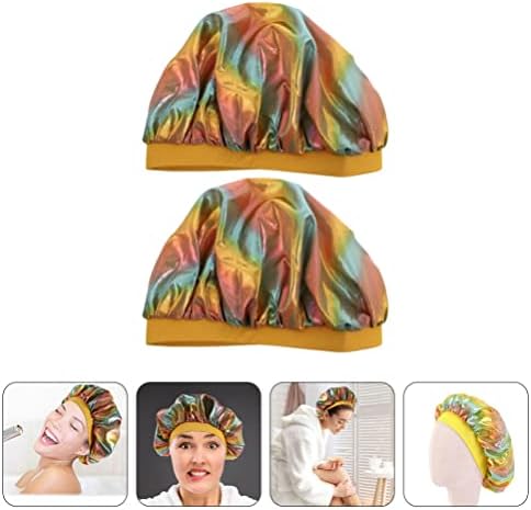 Fomiyes bonnet bonnets cap широки салони еластични капачиња за бебиња за туширање свила ноќна капа за бебе деца жолти деца сатен деца
