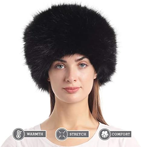 Laенска женска капа за крзно за зима со истегнување козачки руски стил бело топло капаче