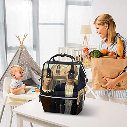 Грант Вуд Американска Готска Торба За Пелени Торби За Мумии Ранец Со Голем Капацитет Торба За Пелени За Нега На Бебиња