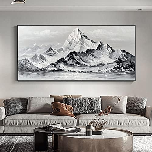 Модерна минималистичка чиста рачно насликана масло за сликање дневна соба декорација на планина-планина Зимска сребрена светлина луксузна