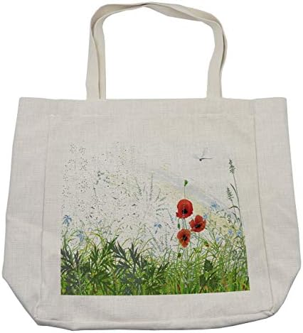 Торба за купување на змеј на амбсон, илустрација на ливада на ливада Еден Fleur-de-lis на потресена позадина на гранџ, еколошка торба за еднократна