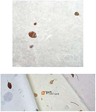 [10 компјутери] Корејска традиционална хартија од црница Ханџи, вклучувајќи вистински лисја од грмушка, природно бело 25,2 x 37.4