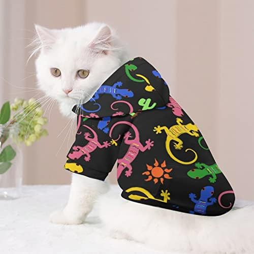 Смешно гуштер гуштер геко куче худи крпа мачка џемпер -облека со капа со меки миленичиња палто пулвер