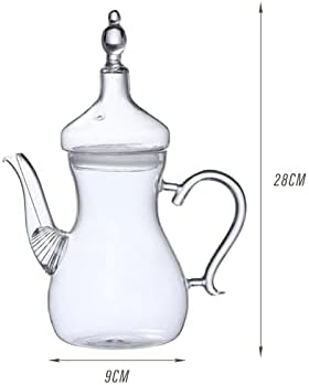 Генерички 1000 ml чиста стаклена чајник, топлински отвор на чај, висок боросиликат транспарентен ладен котел за цветни чаеви Бел чај