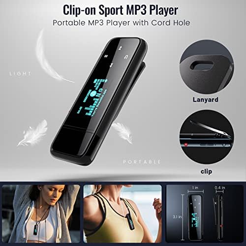 32 GB USB MP3 плеер со клип, PECSU Portable Audio Music Player за спортско трчање, звук без загуби MP3 плеер со FM радио, е-книга,