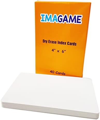 Imagame Dry Erase Index картички, 4 ”x 6”, 40 парчиња ламинирани картички, обете страни празни, картички за нота за сушење за сушење