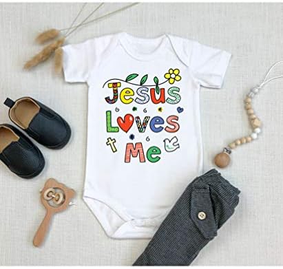 Triplebdesigns Исус ме сака христијанско крштевање религиозно бебешко тело новороденче новороденче